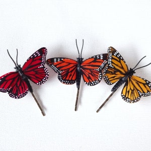 Small Green, Orange, Yellow, Red Butterfly Hair Pin image 1