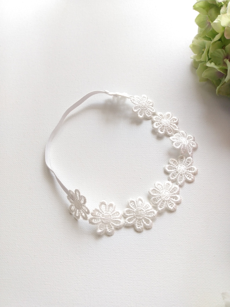 Ivory  Daisies Venise Lace Headband, Baby Headband, Girl Headband, Bridesmaid Headband 