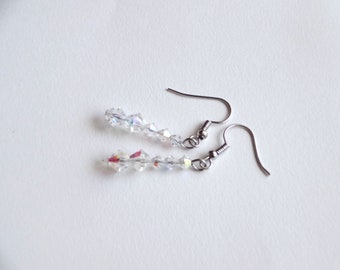Swarovski Clear Crystal Dangle Earrings,Bridal Jewelry,