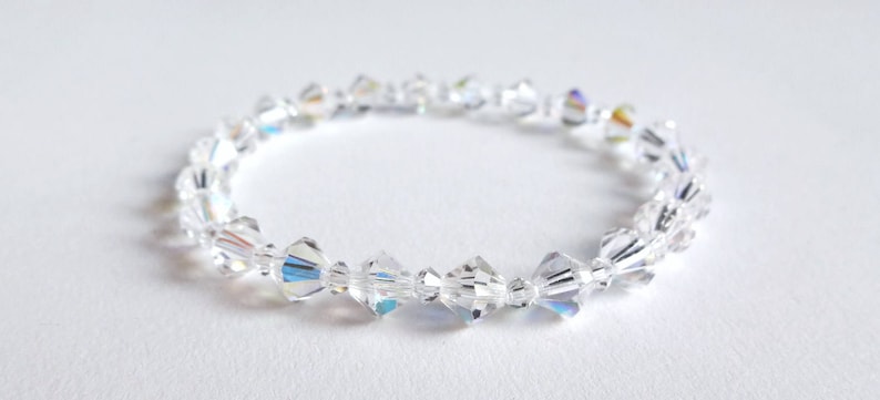 Swarovski Clear Crystal Handmade Stretch Bracelet, Woman Bracelet, Girl Bracelet, Bridesmaid Bracelet image 3