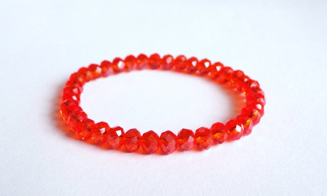 Crystal Handmade Orange Stretch Bracelet, Woman Bracelet, Girl Bracelet