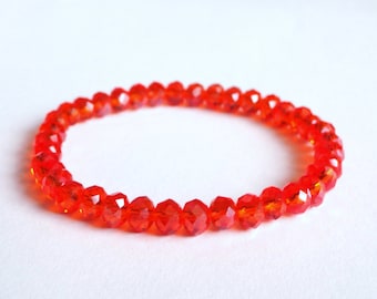 Crystal Handmade Orange Stretch Bracelet, Woman Bracelet, Girl Bracelet