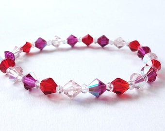 Swarovski Crystal Handmade Mix Beads Stretch Bracelet, Woman Bracelet, Girl Bracelet, Flower Girl Gift