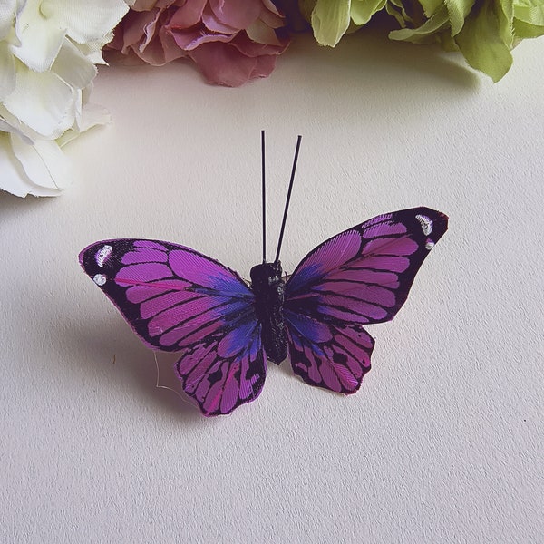 Small Fuschia Pink Butterfly Hair Clip, Butterfly Hair Clip