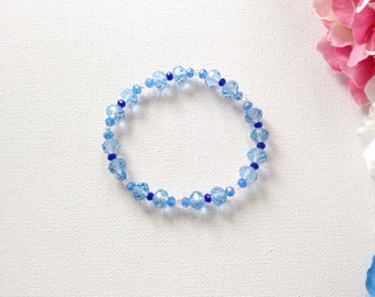 Crystal Handmade Shades of Blue Bracelet, Stretch Bracelet, Woman Bracelet, Girl Bracelet,