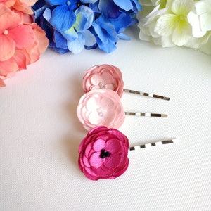 Pick 1 Tiny Fabric Flowers Hair Pin image 9