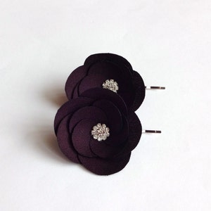 Eggplant Purple Flowers Hair Pins or Shoe Clips image 3