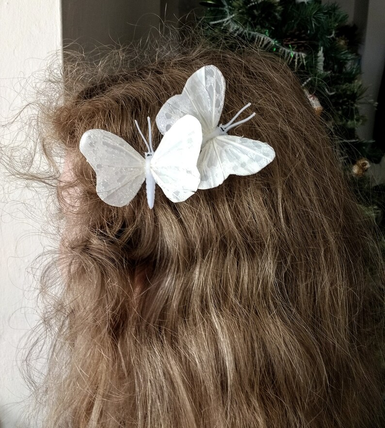 Ivory Glitter Butterflies Hair Clip Woman Hair Clip Girl Etsy