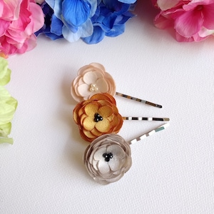 Pick 1 Tiny Fabric Flowers Hair Pin image 1