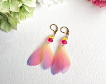 Rainbow Dragonfly Wings Dangle Earrings, Woman Earrings, Girl Earrings