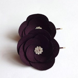 Eggplant Purple Flowers Hair Pins or Shoe Clips image 2