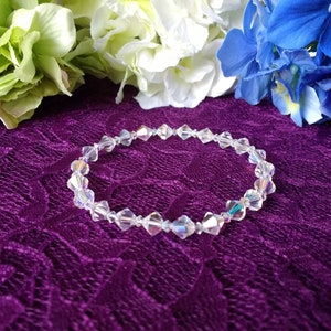 Swarovski Clear Crystal Handmade Stretch Bracelet, Woman Bracelet, Girl Bracelet, Bridesmaid Bracelet image 7
