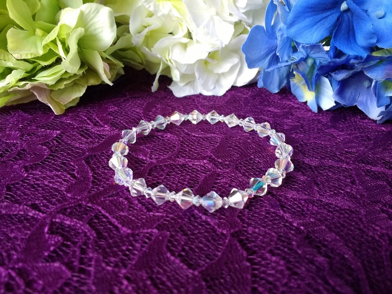 Swarovski Clear Crystal Handmade Stretch Bracelet, Woman Bracelet, Girl Bracelet, Bridesmaid Bracelet image 7