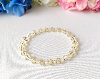 Swarovski Crystal Handmade Jonquil Yellow Bracelet, Stretch Bracelet, Woman Bracelet, Girl Bracelet