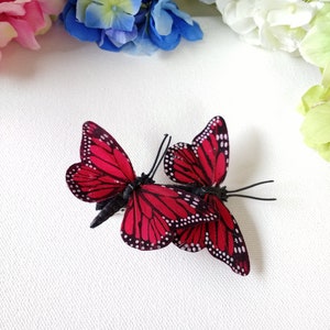 Small Red Butterflies Hair Clip, Woman Hair Clip, Girl Hair Clip image 4