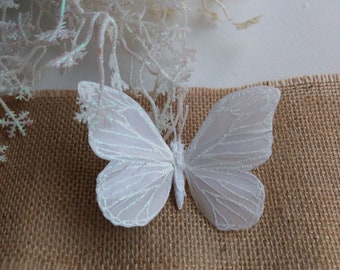 White Off  Butterfly Hair Pin, Hair Clip