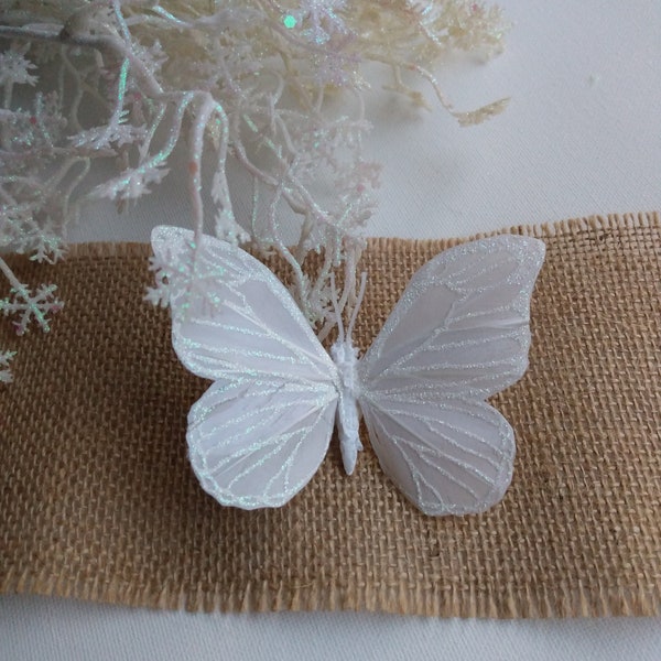 Épingle à cheveux papillon blanc cassé, pince à cheveux