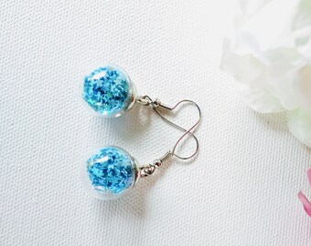 Blue Bubble Dangle Earrings, Birthday Gift, Woman Earrings, Girl Earrings