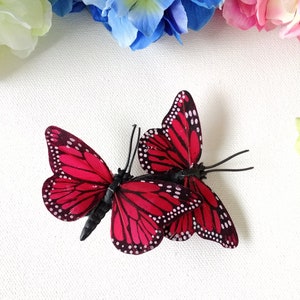 Small Red Butterflies Hair Clip, Woman Hair Clip, Girl Hair Clip image 2