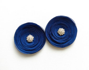 Cobalt Blue Chiffon Poppies Shoe Clips