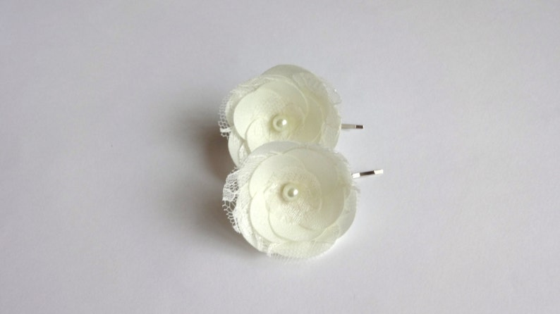 Shoe Clips Ivory Bridal Flowers Hair Pins with Lace