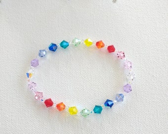 Swarovski Crystals Handmade Rainbow Stretch Bracelet, Woman Bracelet, Girl Bracelet