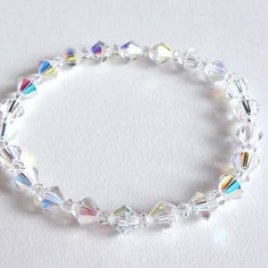 Swarovski Clear Crystal Handmade Stretch Bracelet, Woman Bracelet, Girl Bracelet, Bridesmaid Bracelet image 4