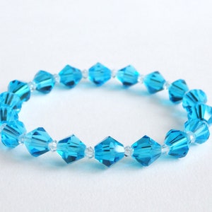 Swarovski Crystal Handmade Ocean Blue Stretch Bracelet, Woman Bracelet, Girl Bracelet image 2