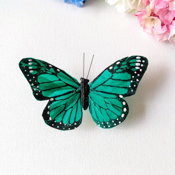 Large Emerald Green Butterfly Hair Pin, Butterfly Hair Clip