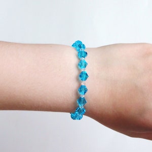 Swarovski Crystal Handmade Ocean Blue Stretch Bracelet, Woman Bracelet, Girl Bracelet image 3