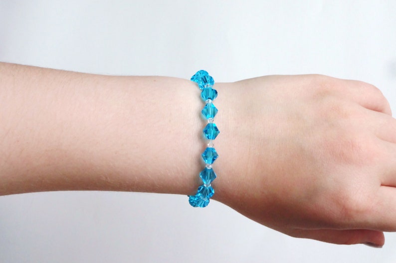 Swarovski Crystal Handmade Ocean Blue Stretch Bracelet, Woman Bracelet, Girl Bracelet image 3