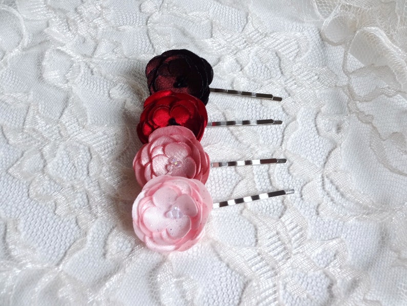 Pick 1 Tiny Fabric Flowers Hair Pin image 2