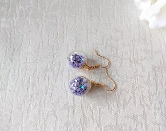 Lavender Purple Bubble Dangle Earrings, Birthday Gift, Woman Earrings, Girl Earrings