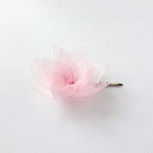 Pick 1 Organza Flower Hair Pin, Baby Snap Clip, Brooch Pin image 4