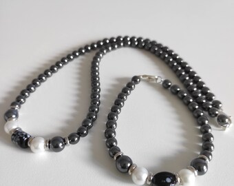 Parure de bijoux en hématite naturelle