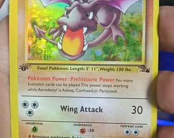 Custom 1st Edition Fossil Aerodactyl Holo 1/62 Rare Vintage Hnadmade