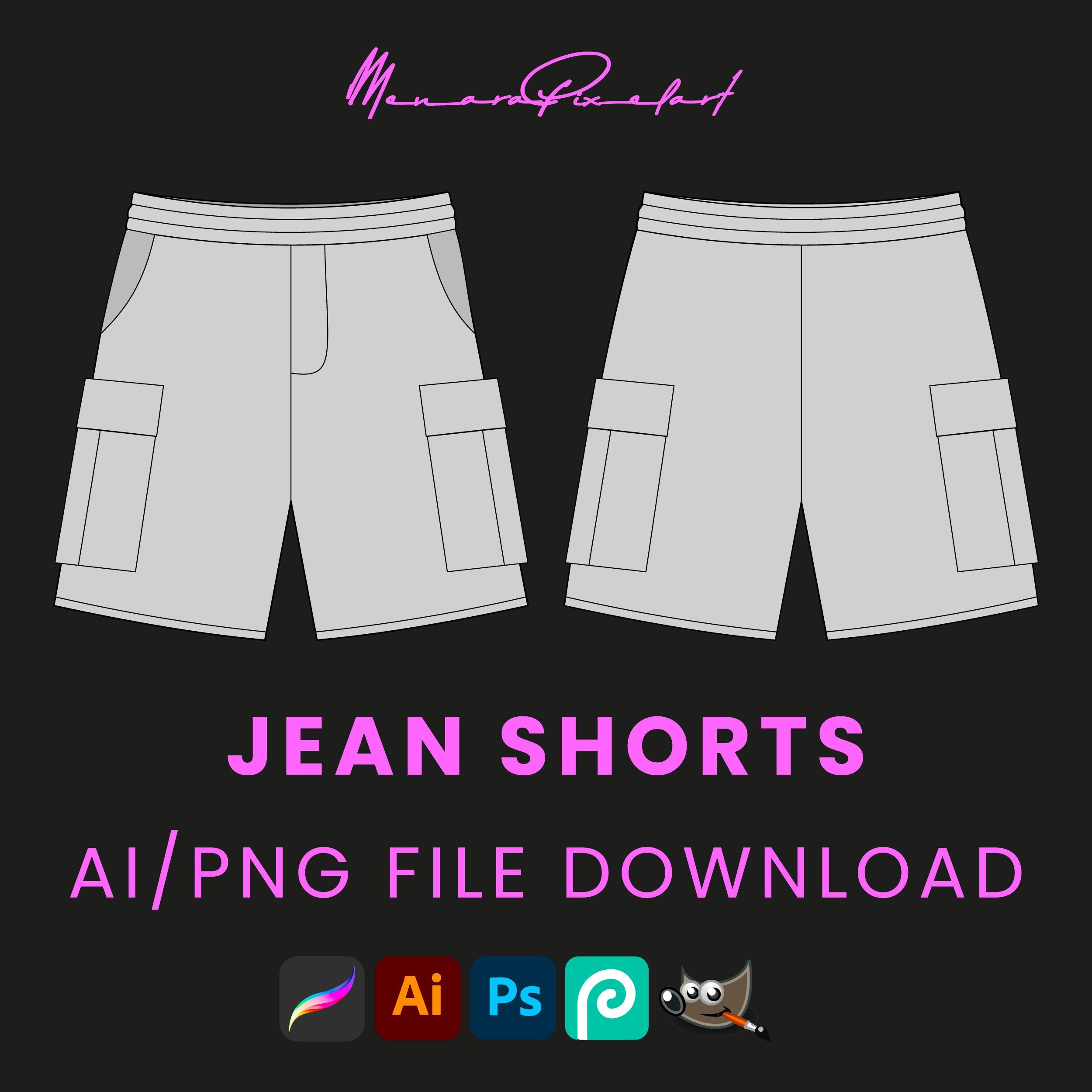Jean Shorts Streetwear Vector Mockup Pack: Clothing Brand Tech Pack (AI ...