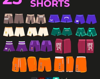 25 Shorts Streetwear Vector Mock up pack Mockups Clothes Brands Tech Pack Canva Templates Editable Designs AI and Png File Tech