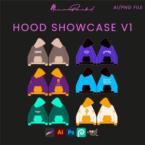 Hood Showcase V1 Streetwear Vector Mock up pack Mockups Clothes Brand Tech Pack Canva Template Fully Editable Design AI and Png File Mockup