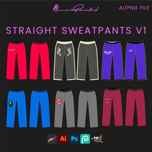 Streetwear Sweatpants Mockup: Tech Pack Templates (AI & PNG Files)
