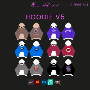 Hoodie V5 Streetwear Vector Mock up pack Mockups Clothes Brands Tech Pack Canva Templates Fully Editable Designs AI and Png Files mockups