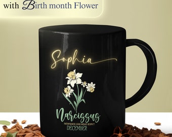 Birth Month Flower Mug Personalized With Name, Birth Month Flower Cup with Name, Birth Month Flower Cup, Gift For Birthday, Christmas gift,