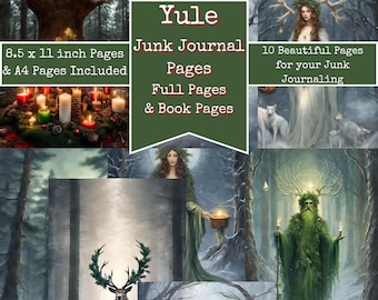 JPG and PDF Yule Junk Journal Pages, Holiday Junk Journal, Printable, Paper, Book, Digital, Ephemera, Winter Junk Journal, Downloadable A4