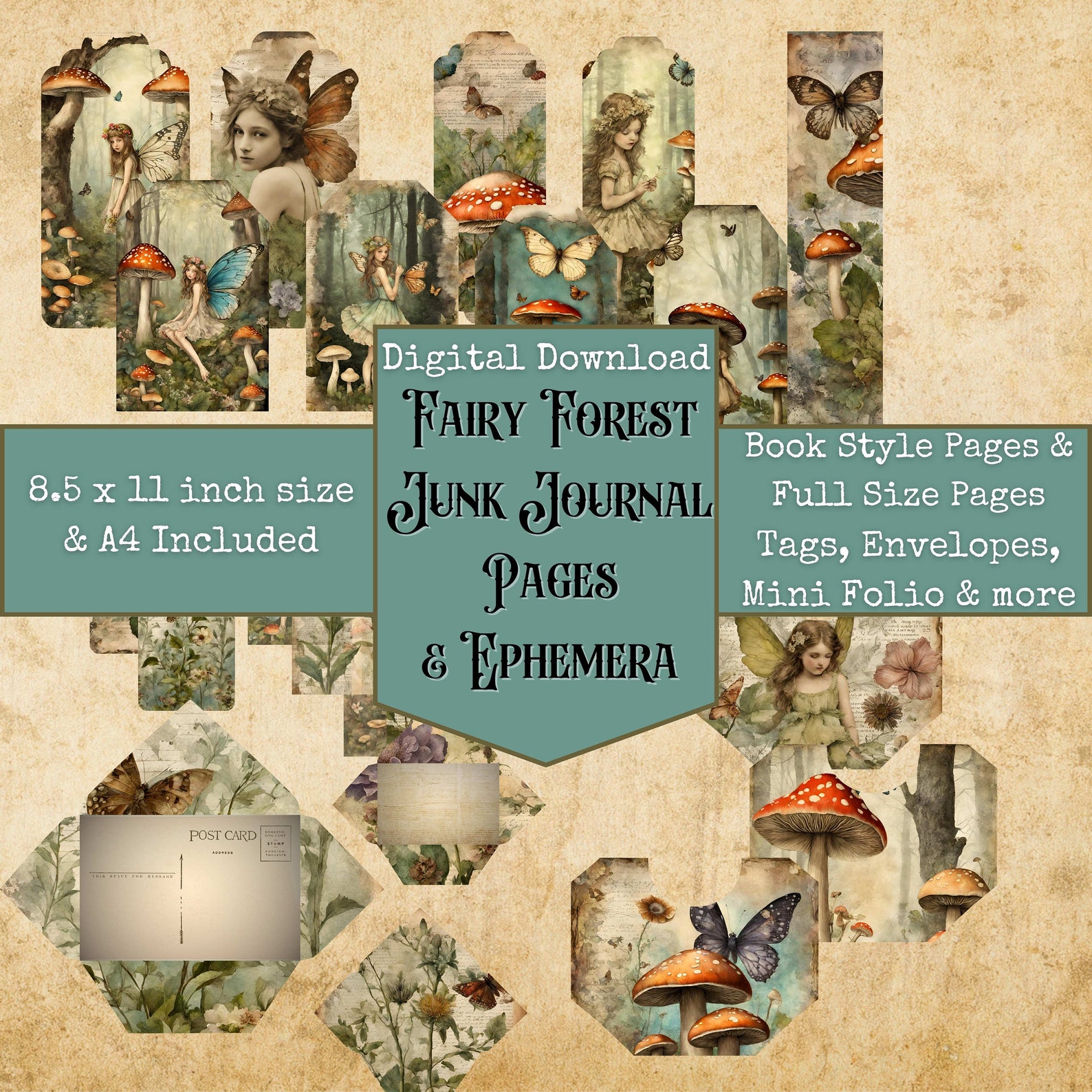 Enchanted Fairy Forest Junk Journal Kit, Altered Art, Digital Papers ...