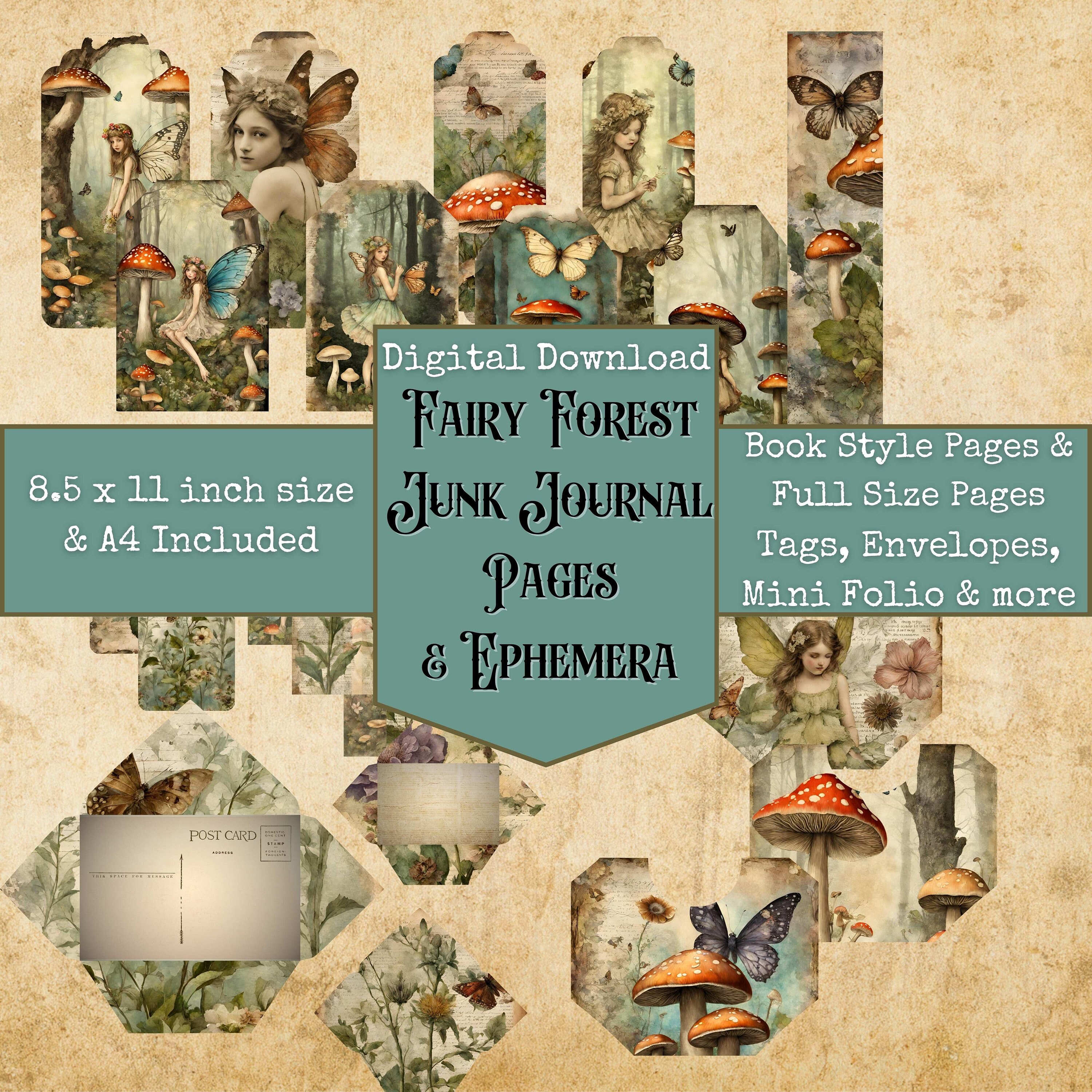 Enchanted Fairy Forest Junk Journal Kit, Altered Art, Digital Papers ...