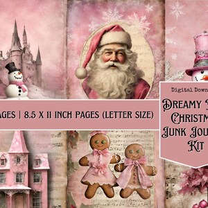 Verträumte Weihnachten Junk Journal Kit, veränderte Kunst, digitale Papiere, Urlaub Printables, Journaling Papiere, digitaler Download, Mixed Media