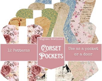 10 Vintage Style Corset Pockets Or Doors, Junk Journal Ephemera, Instant Digital Download, Printable, I Junk Journaling JPG, Tuck Spots