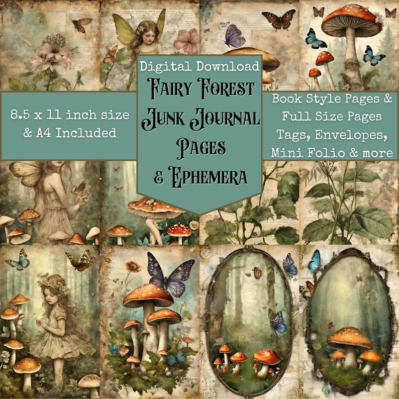 Enchanted Fairy Forest Junk Journal Kit, Altered Art, Digital Papers ...
