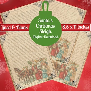 Lined & Blank, Christmas Junk Journal Pages, Santa Junk Journal, Printable, Paper, Book, Digital, Ephemera, Vintage Christmas, Download