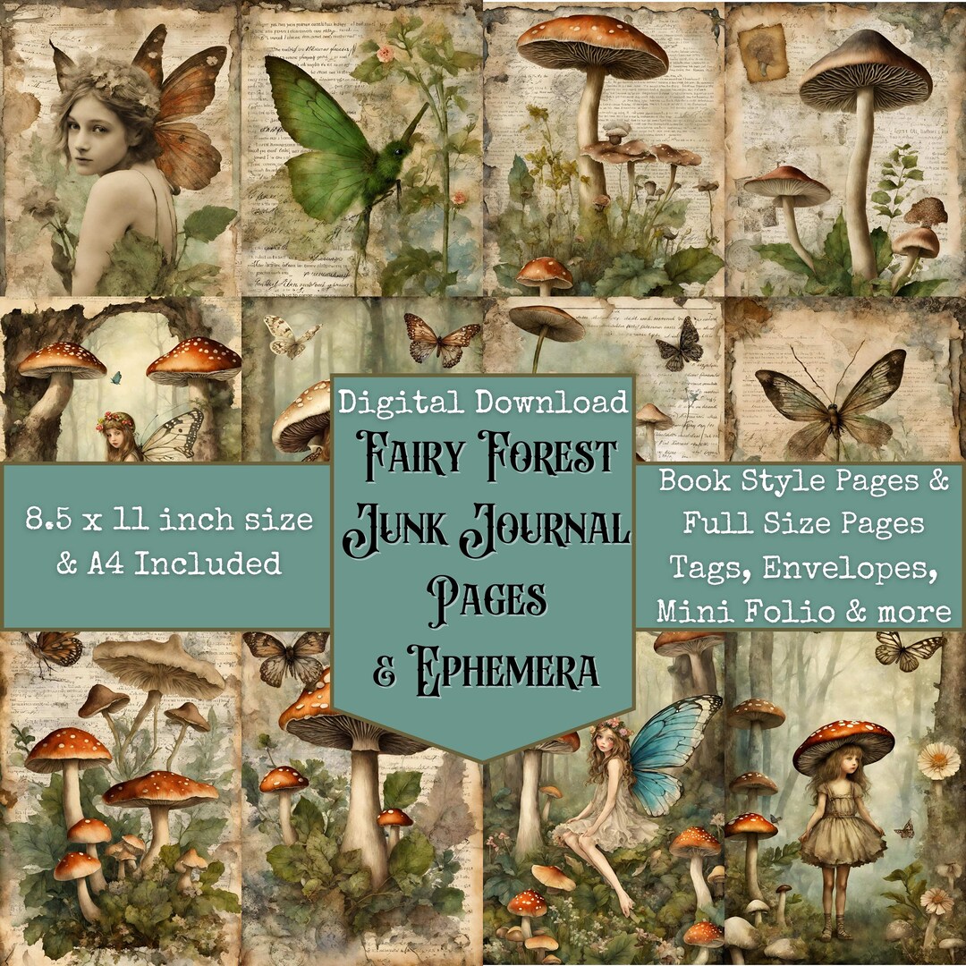 Enchanted Fairy Forest Junk Journal Kit, Altered Art, Digital Papers ...